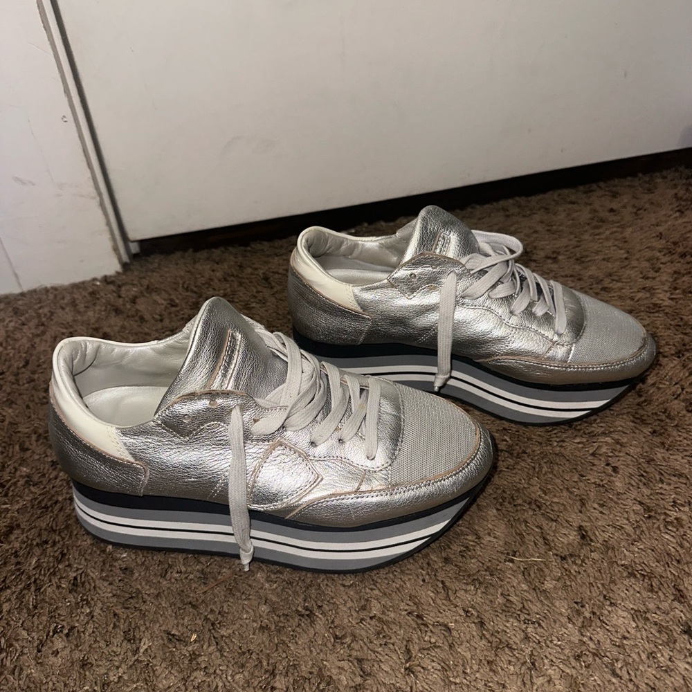 Silver Platform Sneakers
